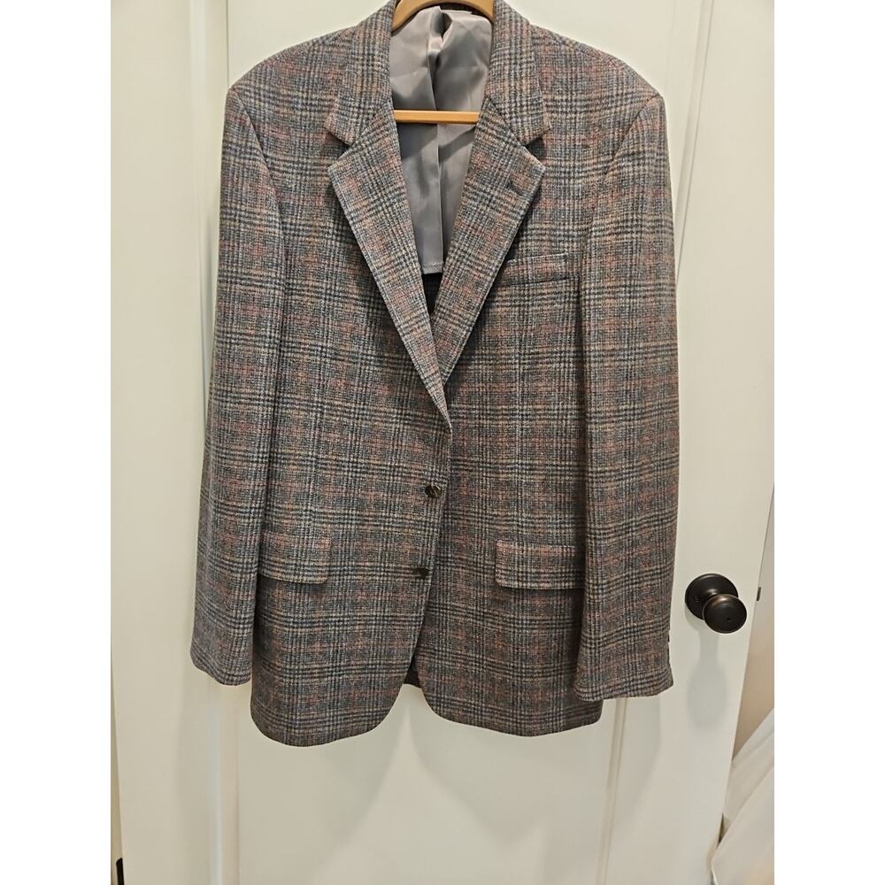 Vtg NWOT Christian Brooks Blazer Jacket Wool Multicolor Plaid 2 Button 42L